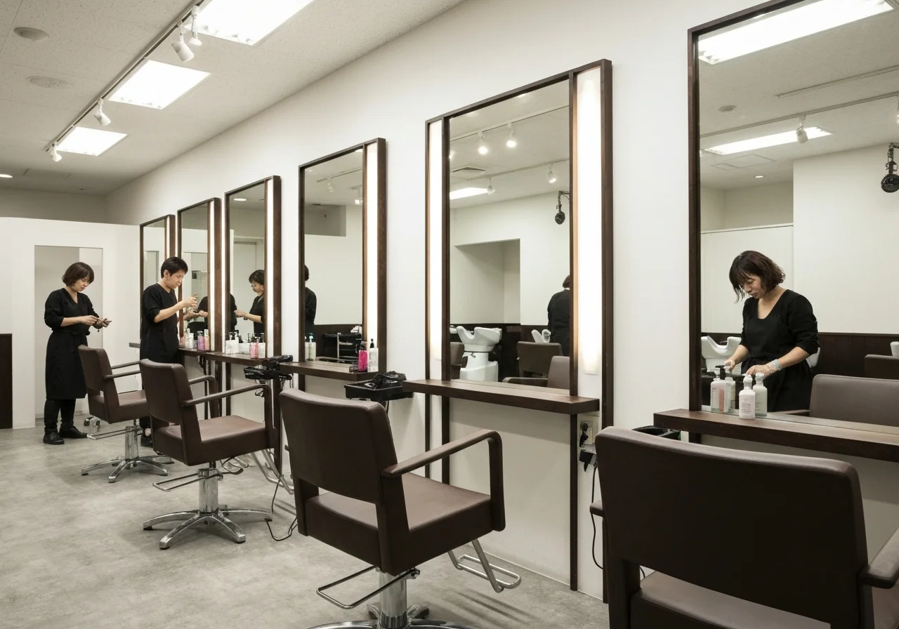 A parent and child waiting together in a fully private room with a kids' space, representing a salon visit you can enjoy with peace of mind
